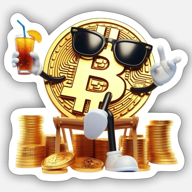 Abschreckender Bitcoin - Sticker Größe S (10 x 10 cm) - Mattweiß