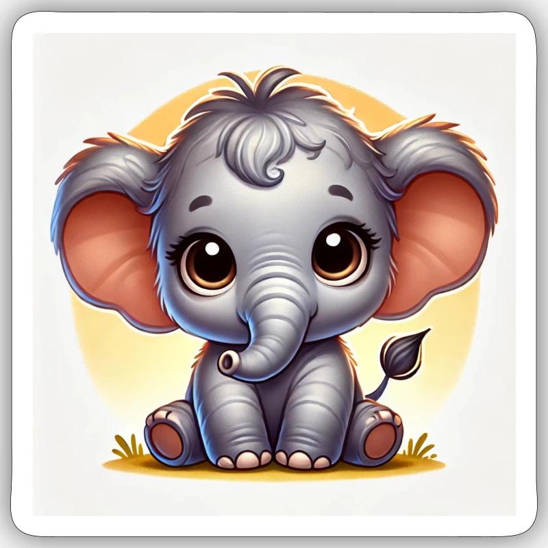 Bébé éléphant - Sticker taille S (10 x 10 cm) - blanc mat