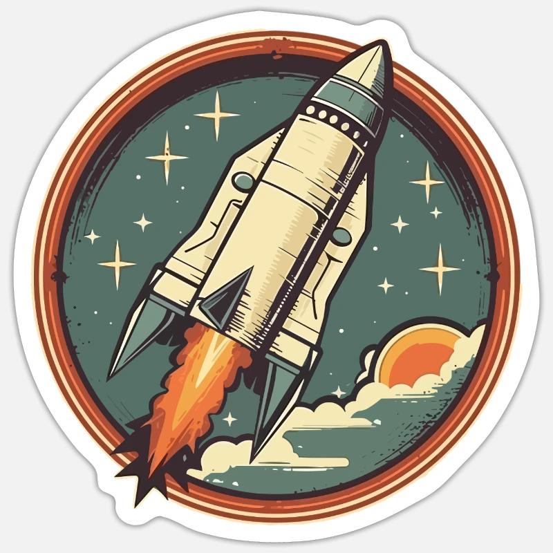 Retro Rocket - Space Rocket - Sticker size S (10 x 10 cm) - white matte