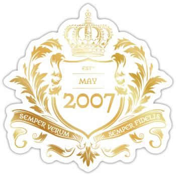 18. Geburtstag Semper Verum - Established 05/2007 - Sticker Größe S (10 x 10 cm) - Mattweiß - Vorne