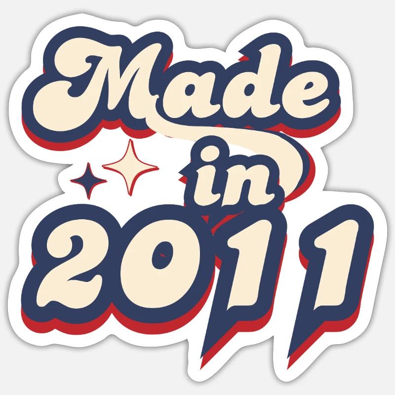Made in 2011 retro - Sticker size S (10 x 10 cm) - white matte