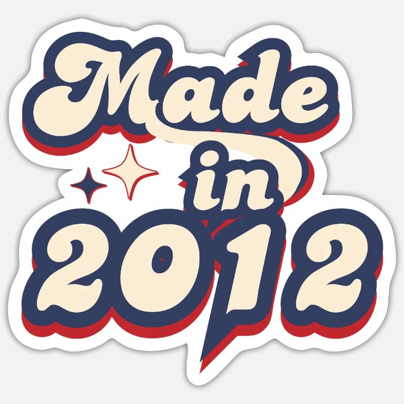 Made in 2012 retro Sticker taille S (10 x 10 cm)
