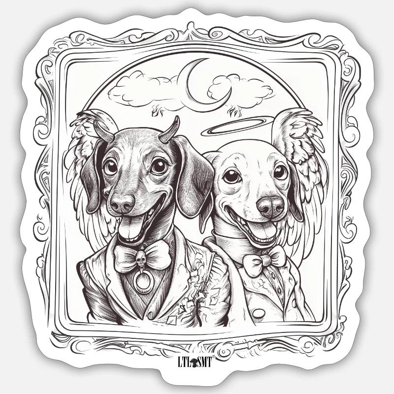 Devil vs. Angel Dachshund Sticker size S (10 x 10 cm)