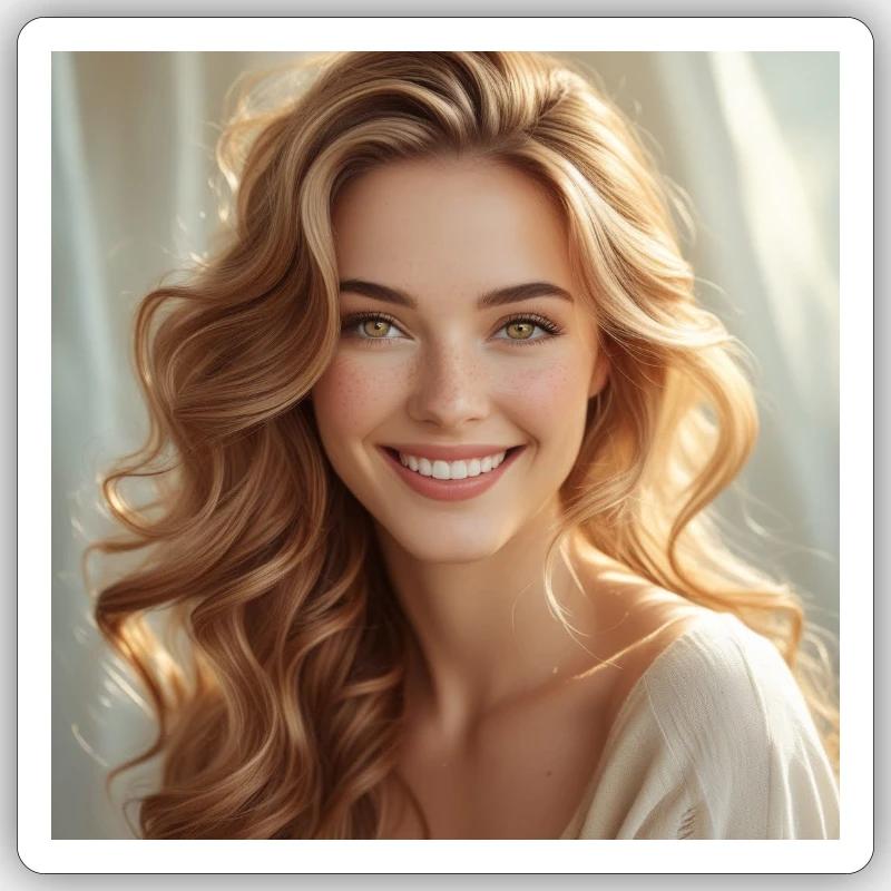 Bella ragazza con i capelli lucidi - Sticker formato S (10 x 10 cm) - bianco opaco