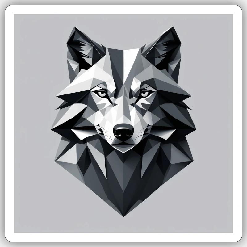 Minimalistic wolf - Sticker Größe S (10 x 10 cm) - Mattweiß