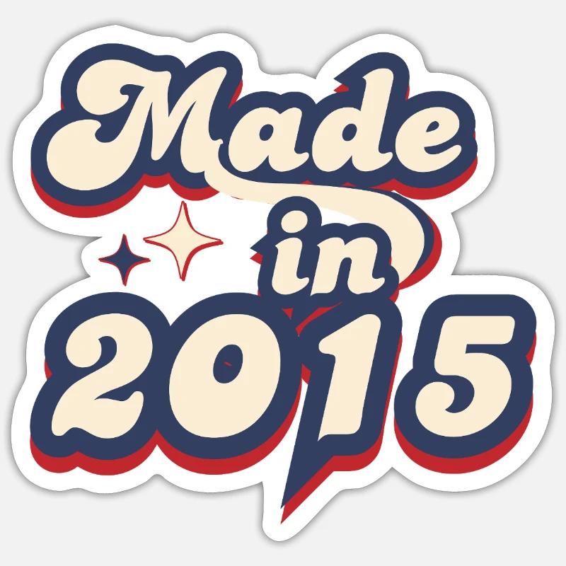 Made in 2015 retro - Sticker taille S (10 x 10 cm) - blanc mat