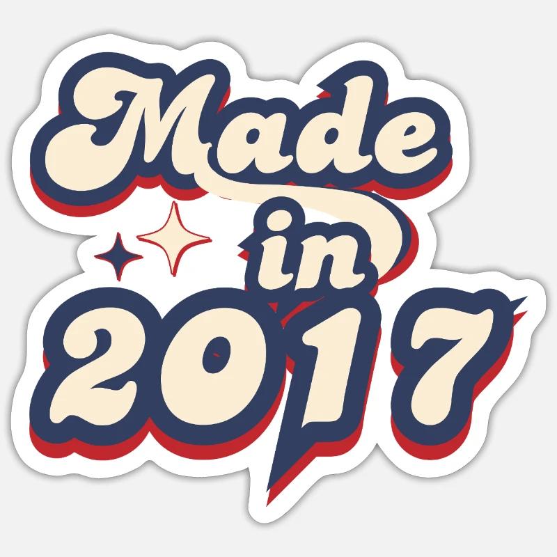 Made in 2017 retro - Sticker taille S (10 x 10 cm) - blanc mat