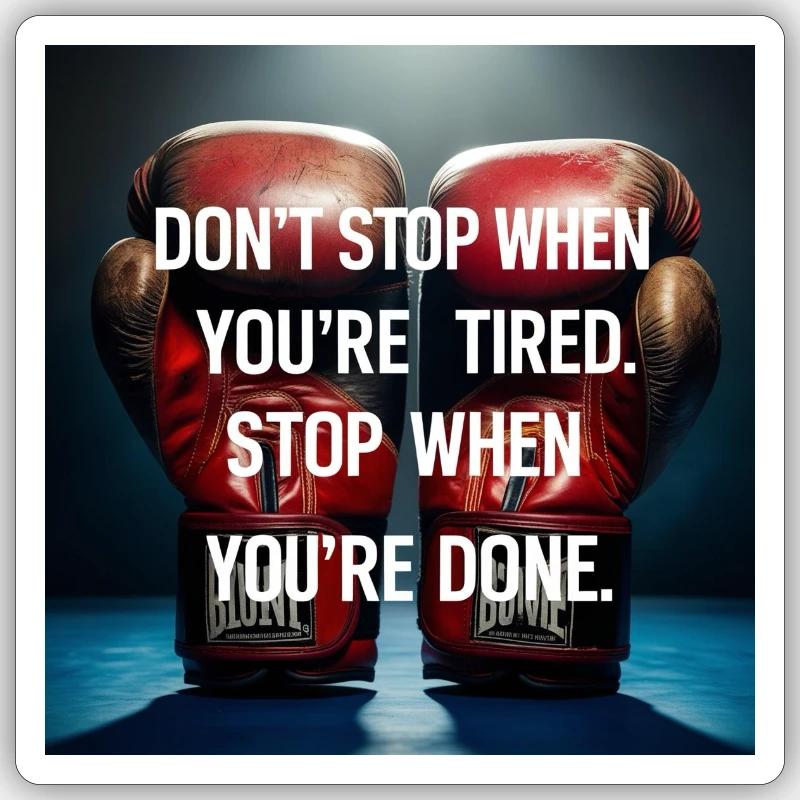 Citation de persévérance sur les gants de boxe Sticker taille S (10 x 10 cm)