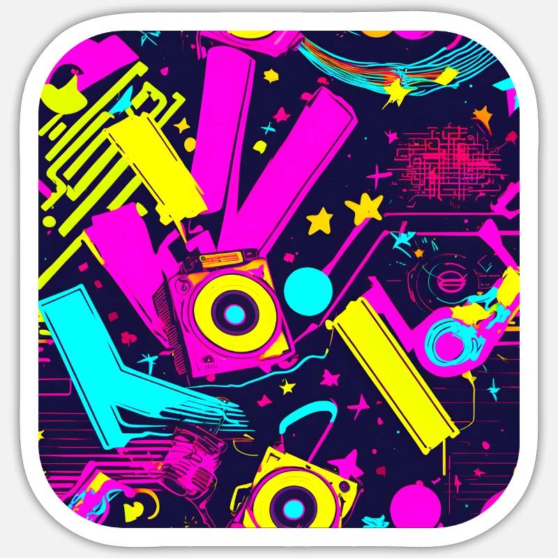 80s Neon Style Vintage Remix Sticker size S (10 x 10 cm)