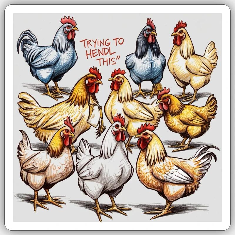 Chicken Ballet: Polyphonic Chicken Troupe - Sticker size S (10 x 10 cm) - white matte