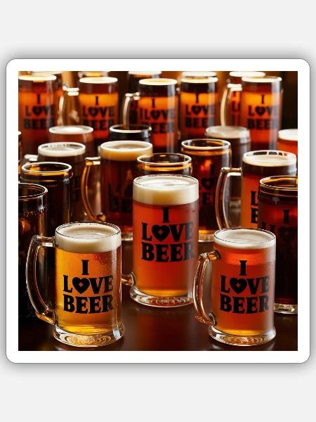 Bierliebe im Glas - Sticker Größe S (10 x 10 cm) - Mattweiß