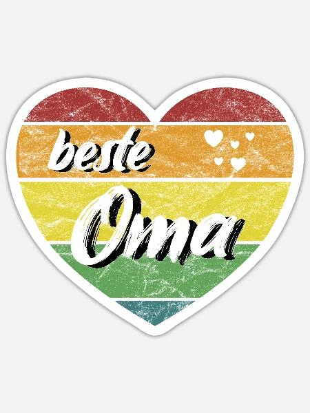 beste Oma Geschenk Lieblingsoma Herz retro vintage - Sticker Größe S (10 x 10 cm) - Mattweiß