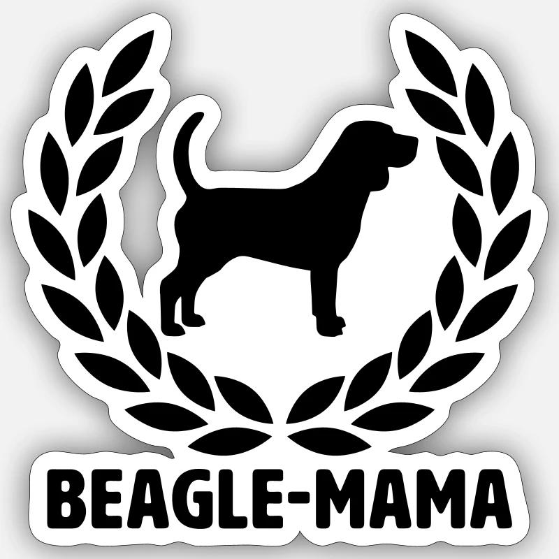 Beagle Mama - Sticker Größe S (10 x 10 cm) - Mattweiß