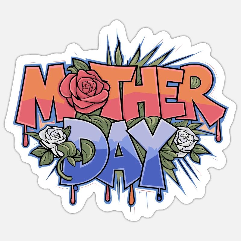 Graffiti Mother Day - Sticker size S (10 x 10 cm) - white matte