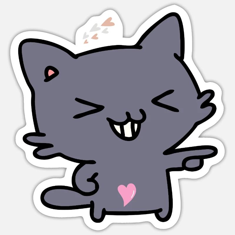 chat - Sticker taille S (10 x 10 cm) - blanc mat