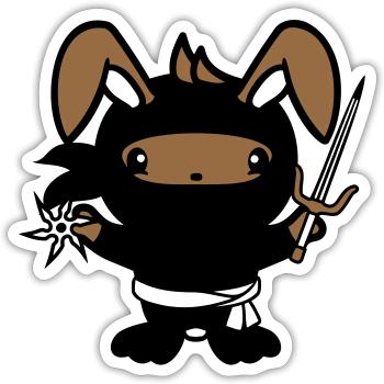 Bunny Ninja Star Fighter Japanese Assassin - Sticker size S (10 x 10 cm) - white matte - Front