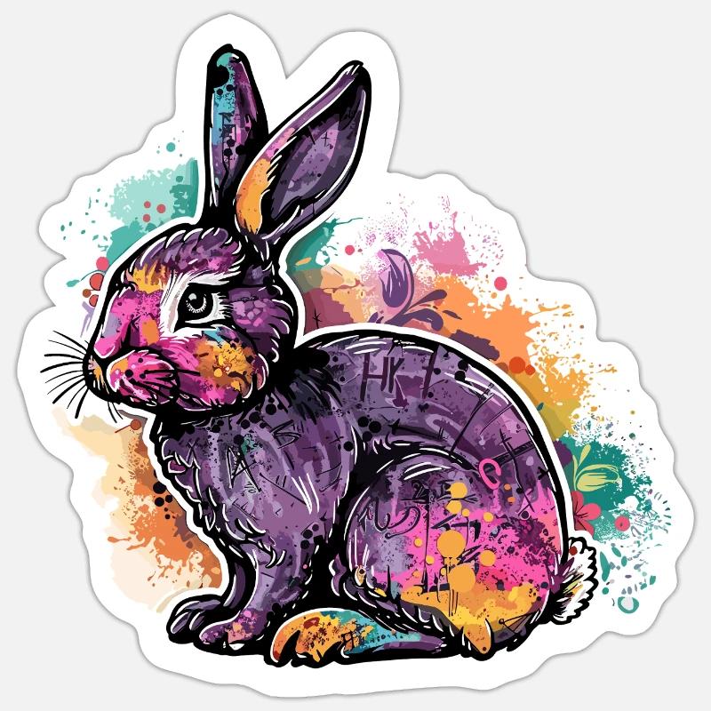 Easter Bunny Field Hare - Sticker size S (10 x 10 cm) - white matte