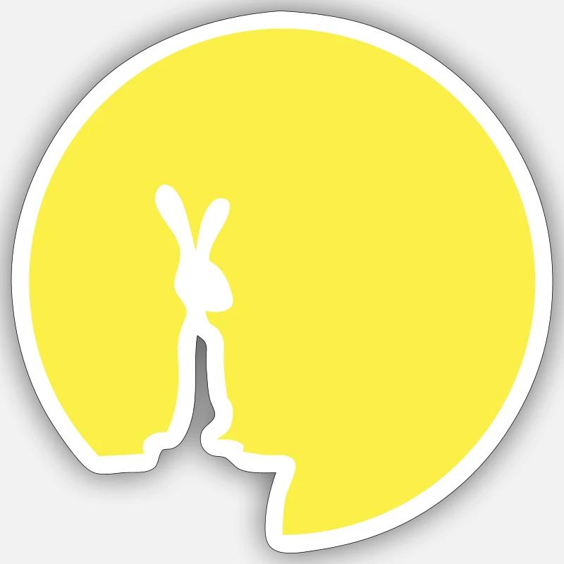 Rabbit Moon Cliff Mountain Night Round Sun Peeps Stands - Sticker size S (10 x 10 cm) - white matte