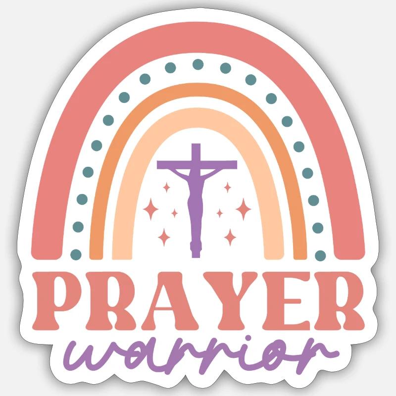Prayer Warior - Sticker Größe S (10 x 10 cm) - Mattweiß