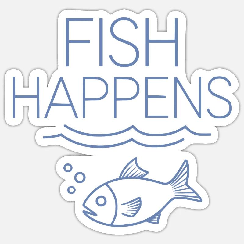 poisson arrive - Sticker taille S (10 x 10 cm) - blanc mat