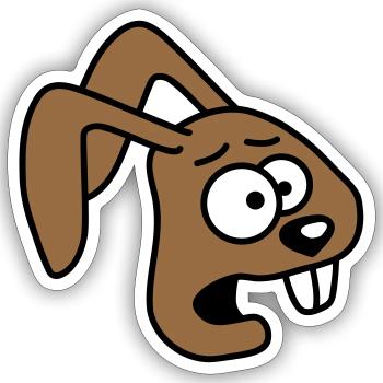 Bunny Horrified Fearful Desperate Confused Cool - Sticker size S (10 x 10 cm) - white matte - Front