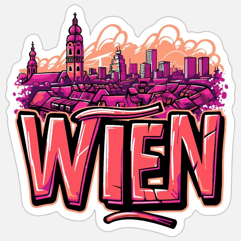 Vienne, Autriche, Capitale, graffiti - Sticker taille S (10 x 10 cm) - blanc mat
