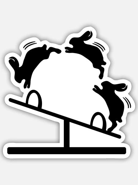 OSTERHASEN SCHAUKEL - Sticker Größe S (10 x 10 cm) - Mattweiß
