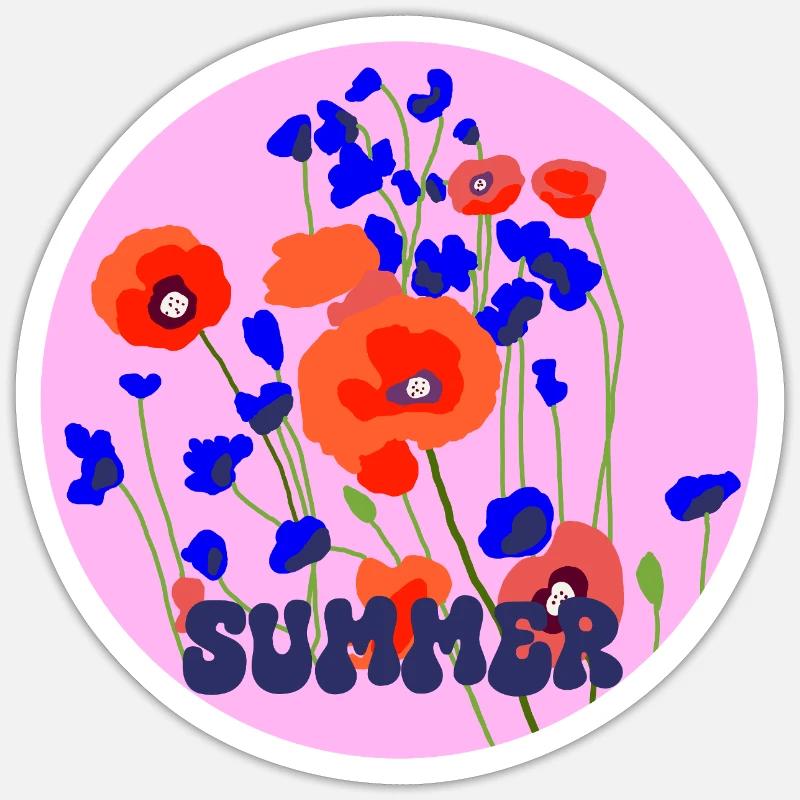 Sommer Mohn Sticker Größe S (10 x 10 cm)