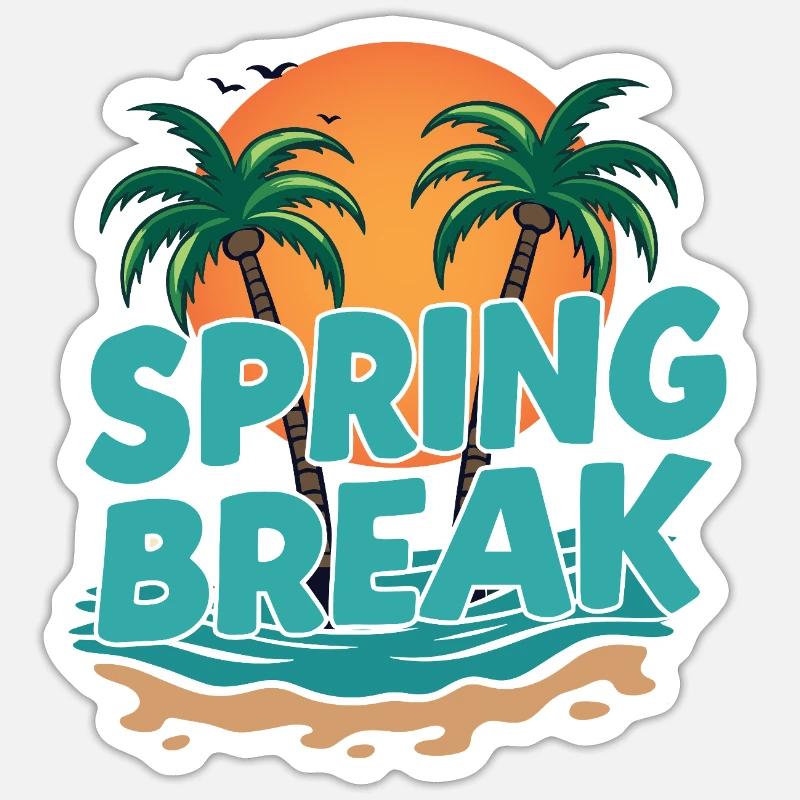 Spring Break Palm Trees Beach - Sticker size S (10 x 10 cm) - white matte