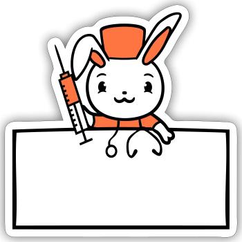 Hase Arzt Spritze Krankenschwester Krankenhaus - Sticker Größe S (10 x 10 cm) - Mattweiß - Vorne