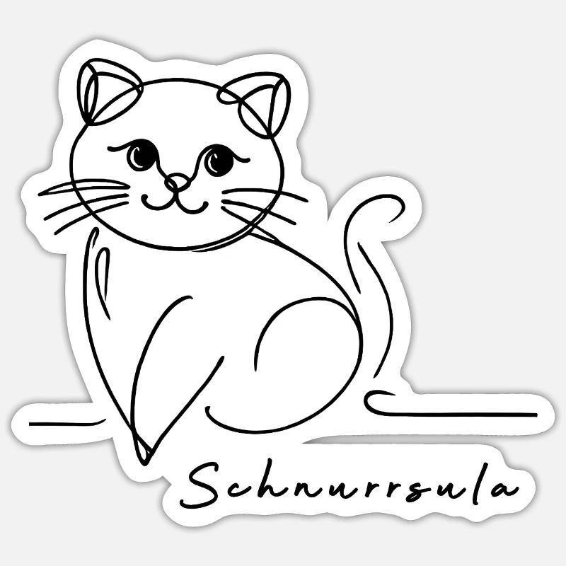 Katze Schnurrsula - Sticker Größe S (10 x 10 cm) - Mattweiß