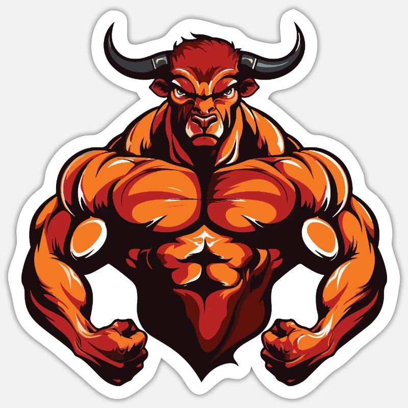 Muscles du Taureau - Sticker taille S (10 x 10 cm) - blanc mat