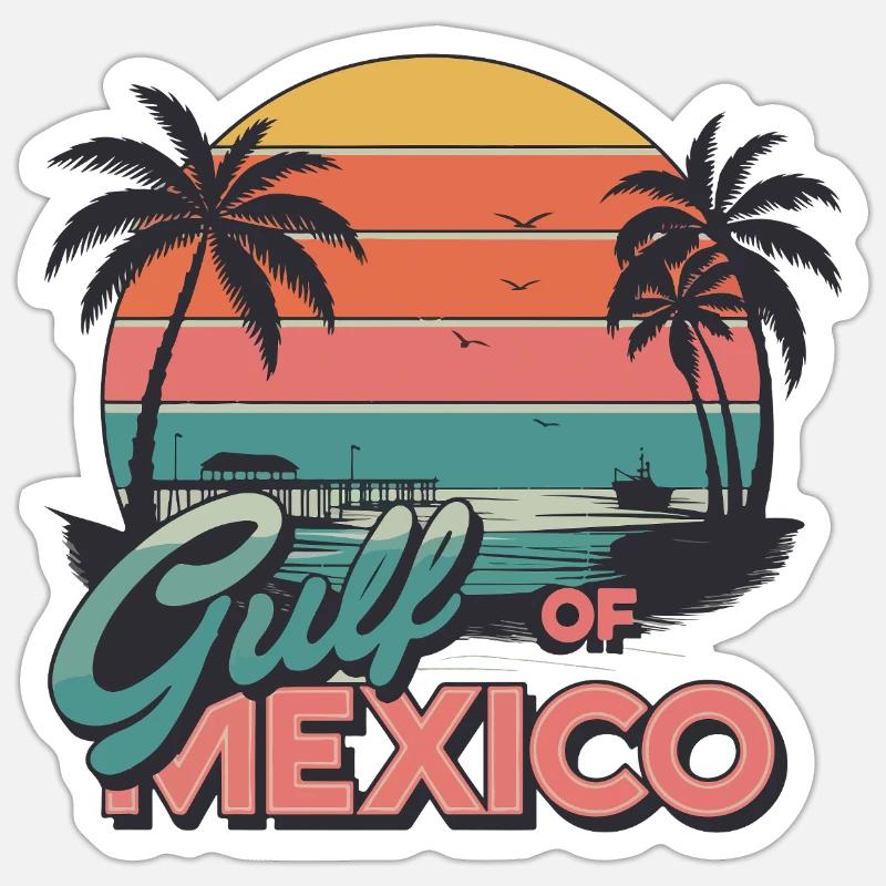 Golfe du Mexique - Sticker taille S (10 x 10 cm) - blanc mat