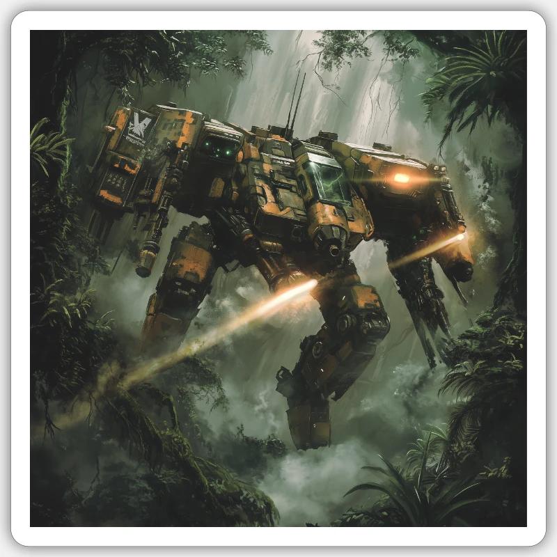 Sci Fi Krieger - Sticker Größe S (10 x 10 cm) - Mattweiß
