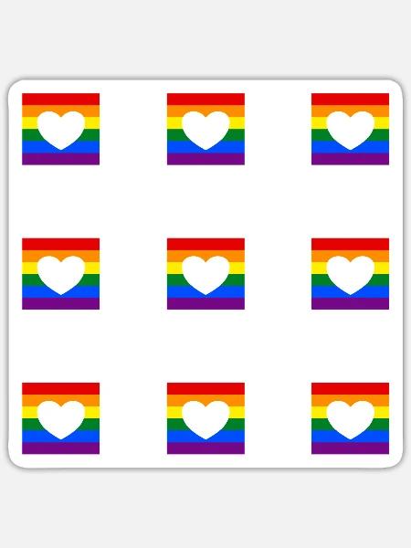LGBTQ-Regenbogenherz - Sticker Größe S (10 x 10 cm) - Mattweiß