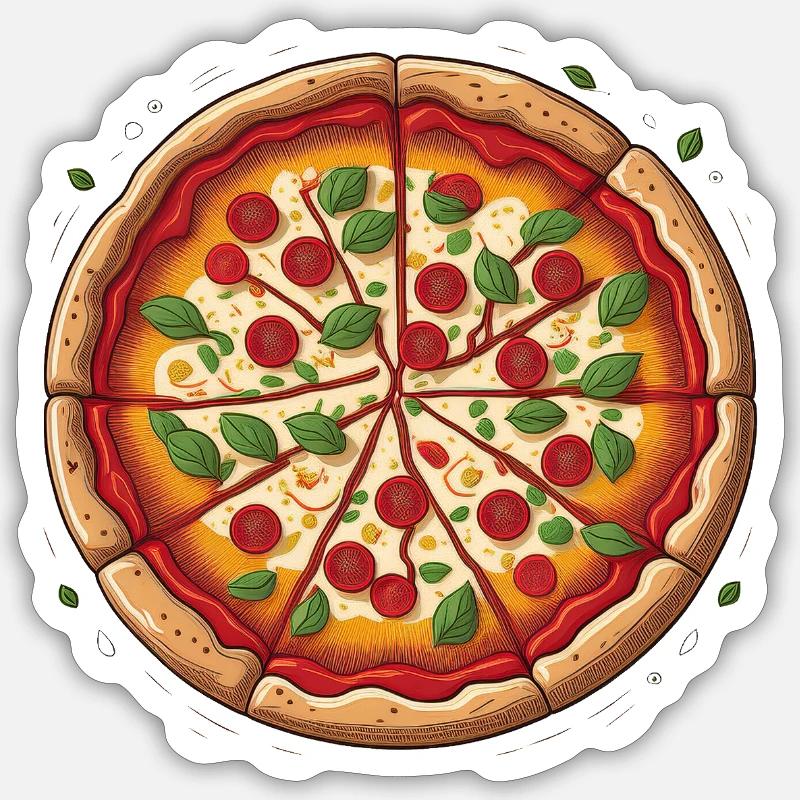 Pizza - Sticker taille S (10 x 10 cm) - blanc mat