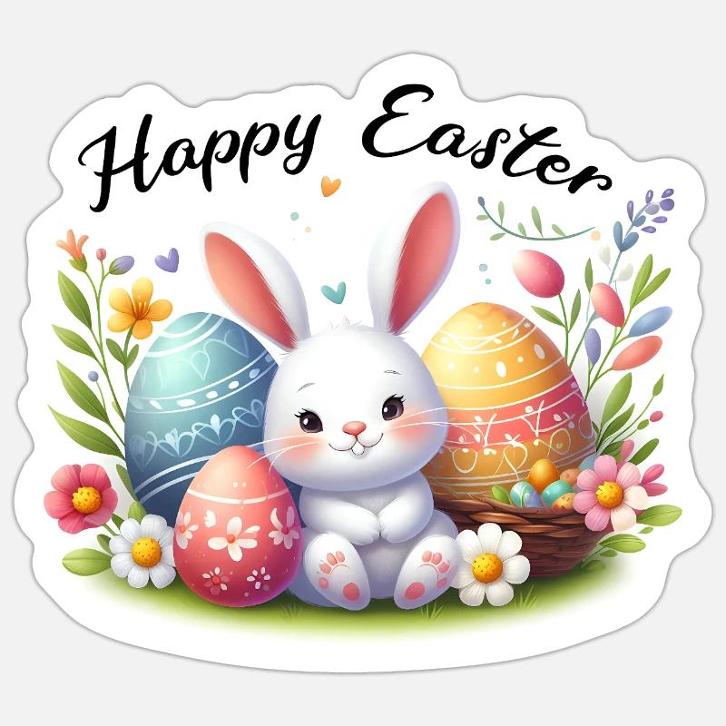 Happy Easter Bunny - Sticker size S (10 x 10 cm) - white matte