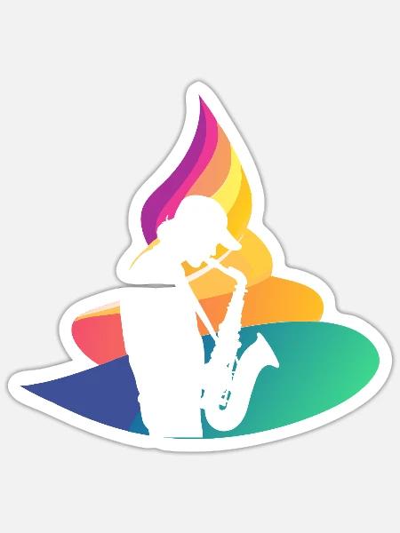Jazz Blaskapelle - Sticker Größe S (10 x 10 cm) - Mattweiß