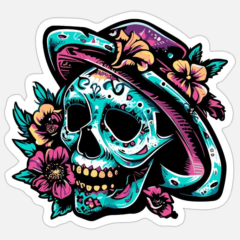 skull neon - Sticker Größe S (10 x 10 cm) - Mattweiß