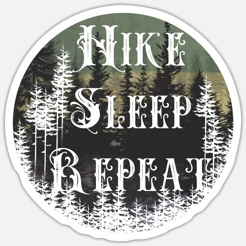 Make Sleep Repeat – Waldsilhouette Rund - Sticker Größe S (10 x 10 cm) - Mattweiß