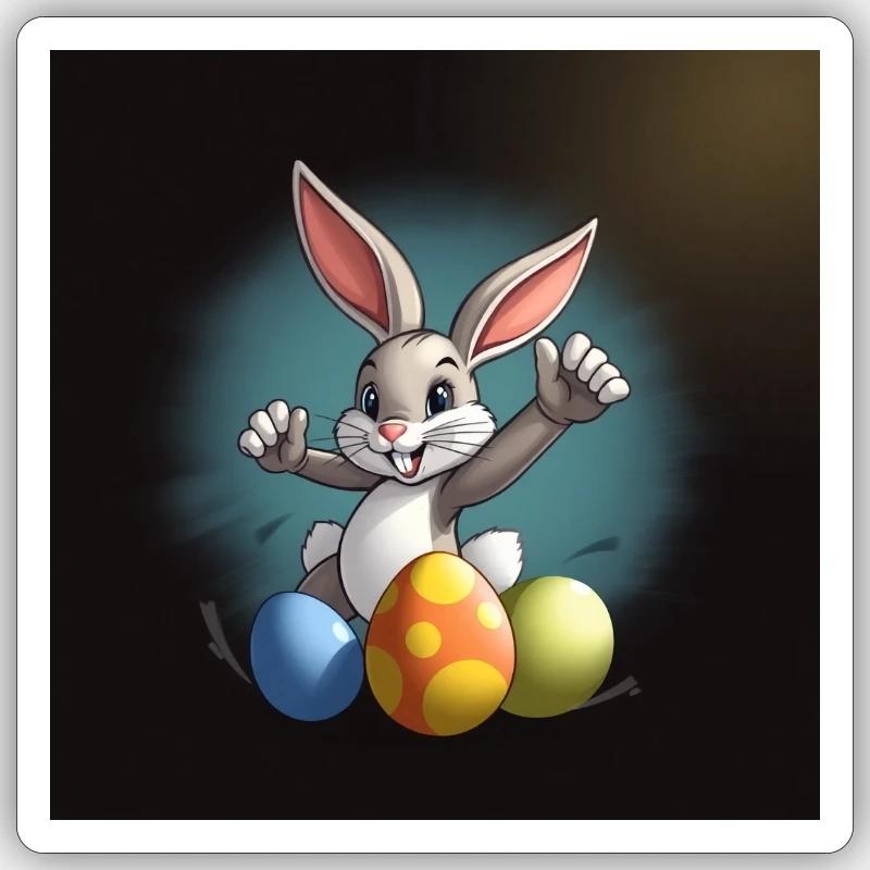 „Eierglück und Hasenhüpfen“ - Sticker Größe S (10 x 10 cm) - Mattweiß