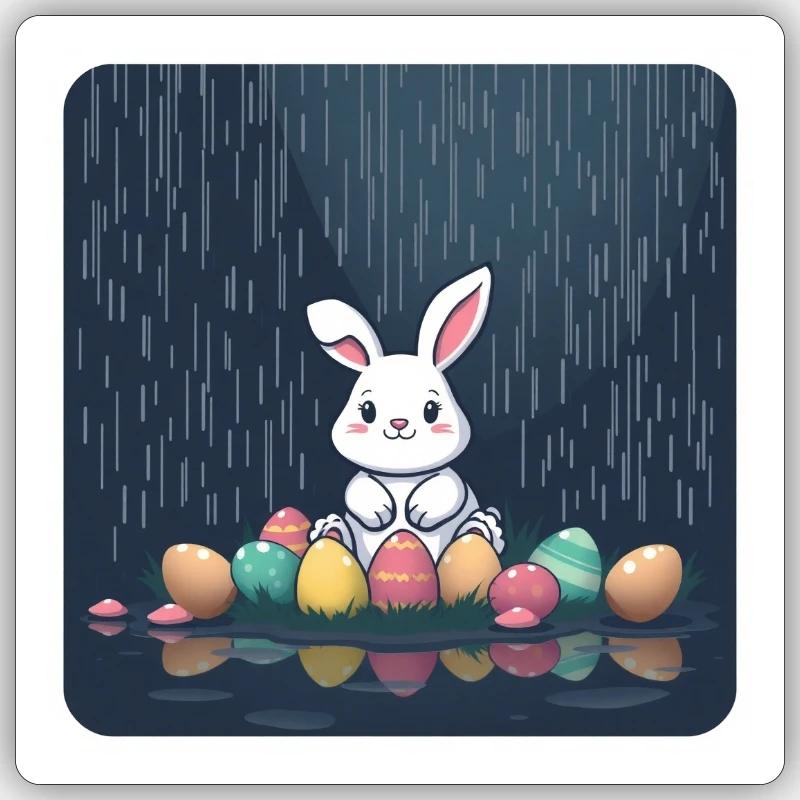 „Bunte Eier, flinker Hase“ Sticker Größe S (10 x 10 cm)