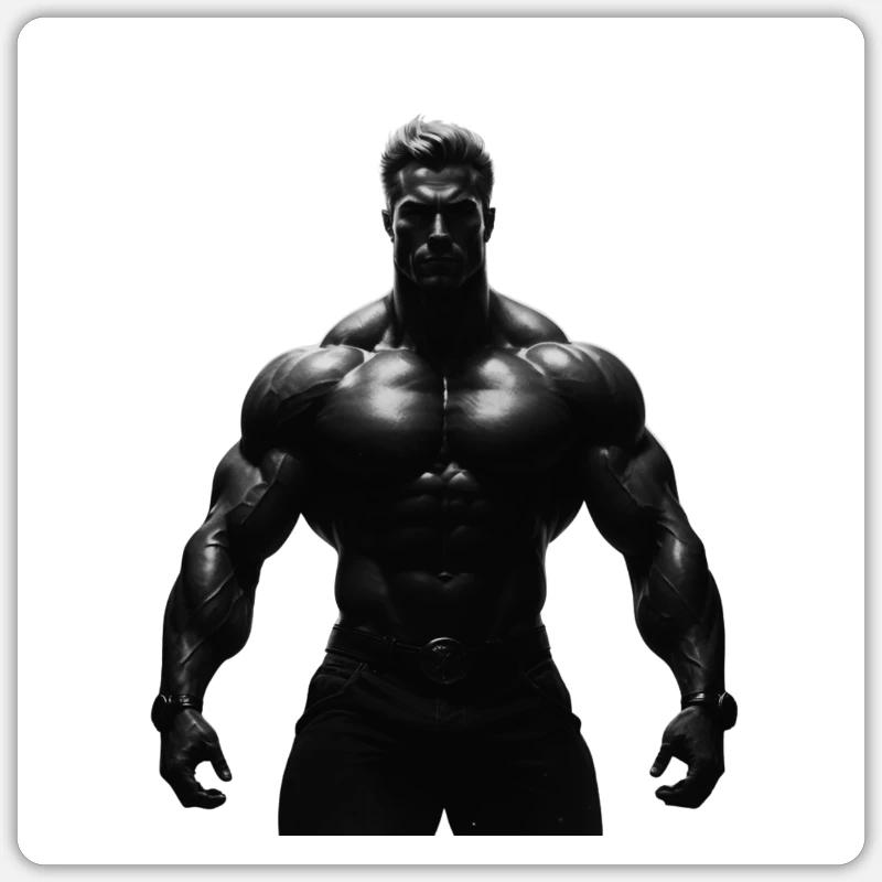 Bodybuilder - Sticker Größe S (10 x 10 cm) - Mattweiß
