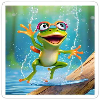 Frosch, Amphibie, Laubfrosch - Sticker Größe S (10 x 10 cm) - Mattweiß - Vorne