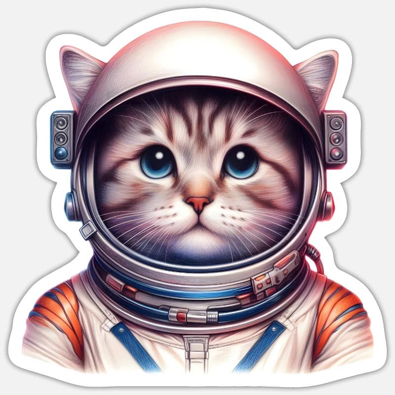 Space_cat - Sticker size S (10 x 10 cm) - white matte
