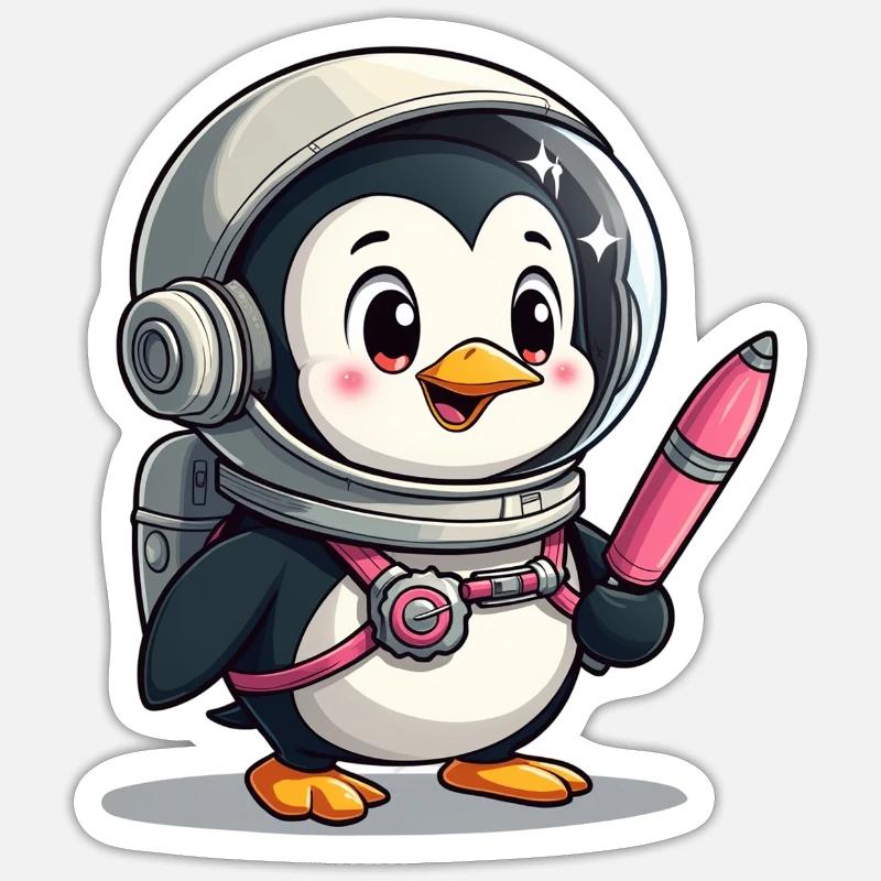 Galactic Waddle: Penguin Astronaut - Sticker size S (10 x 10 cm) - white matte