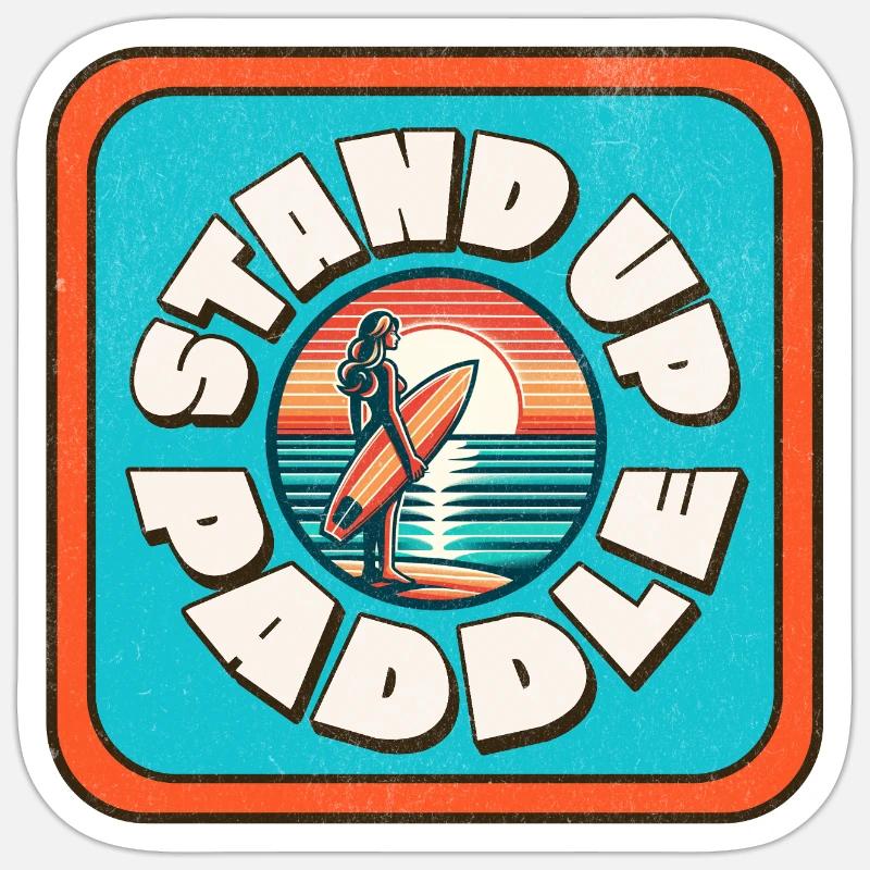 SUP Stand up Paddle - Sticker taille S (10 x 10 cm) - blanc mat