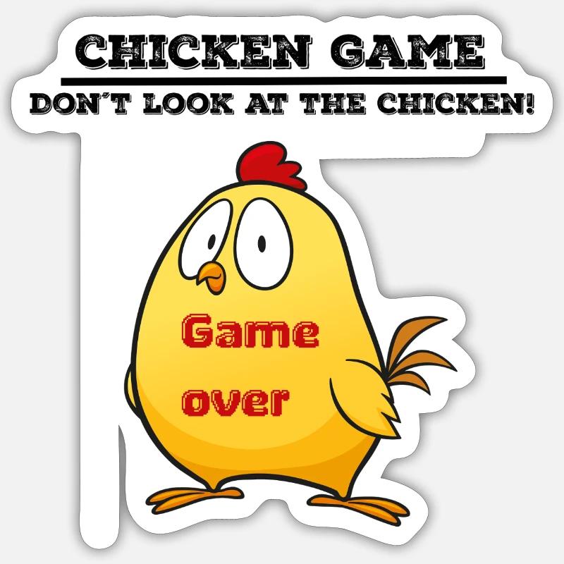 Jeu de poulet - Sticker taille S (10 x 10 cm) - blanc mat