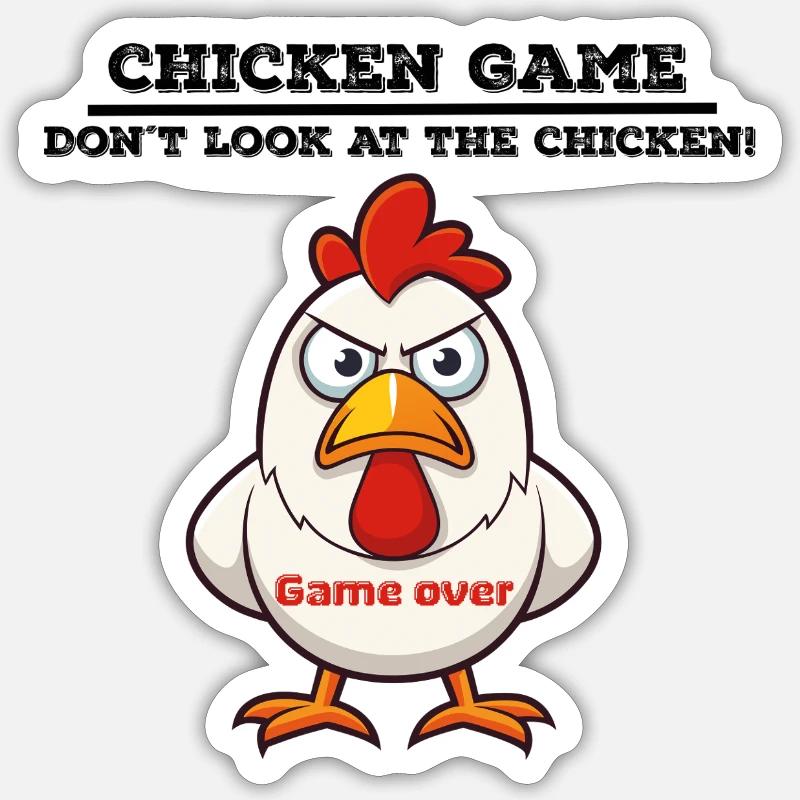 Jeu de poulet - Sticker taille S (10 x 10 cm) - blanc mat