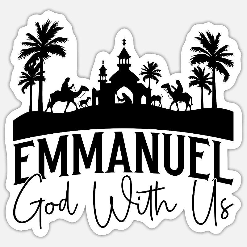 Emmanuel god with us - Sticker Größe S (10 x 10 cm) - Mattweiß
